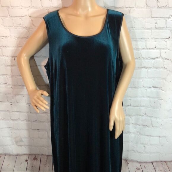 Vintage Kathie Lee Woman 2 Piece Green Velvet Maxi Dress & Jacket 16/18/1X? - Picture 7 of 10